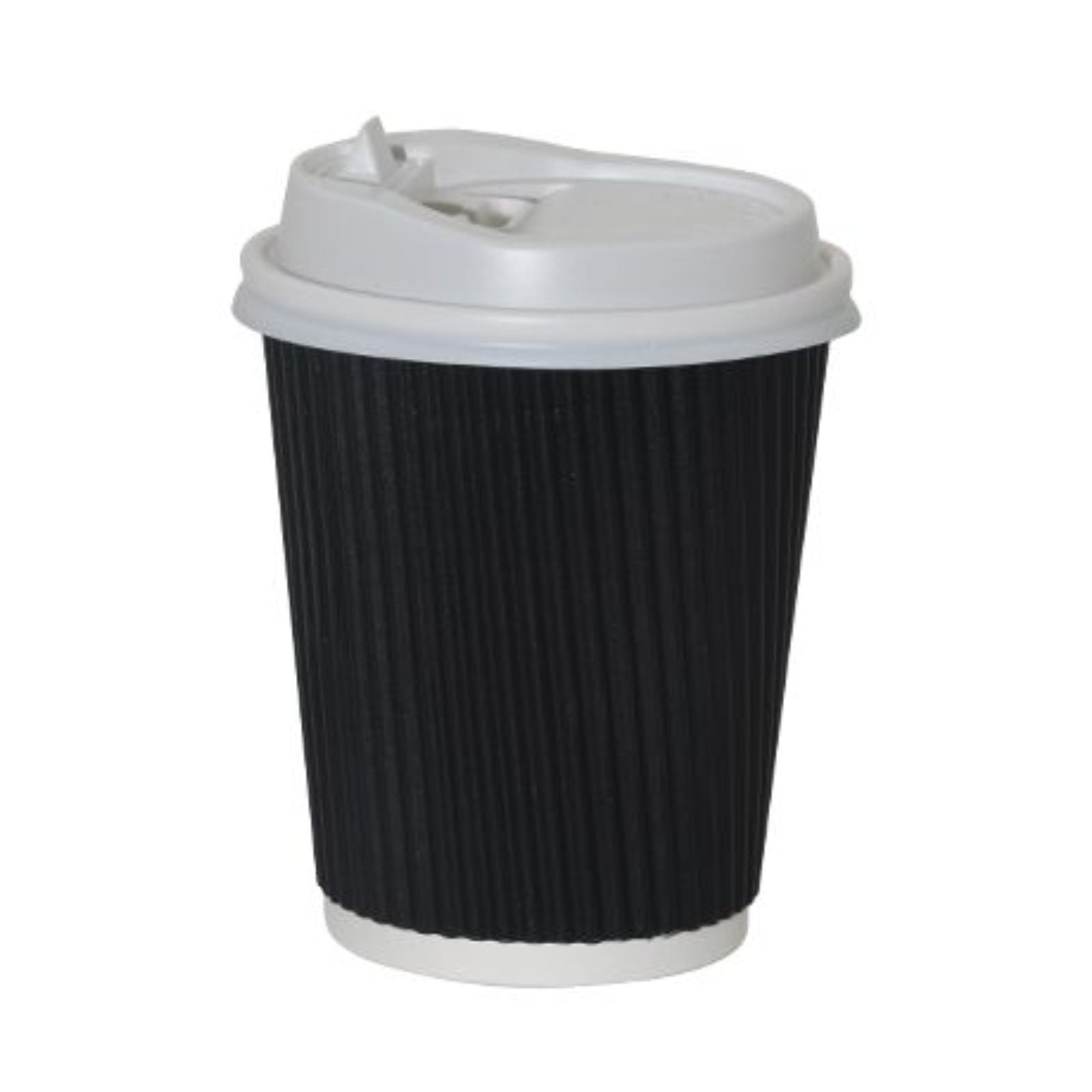 8oz Black Ripple Cups with lids (100 Units)